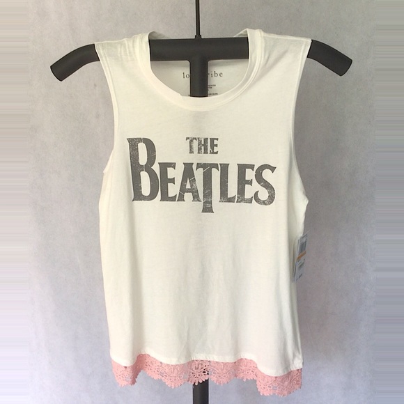 Hybrid Apparel Tops - Beatles Sleeveless Lace Concert Tank Top Small